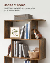 LEDREM Bookshelf, 5-Tier Bookcase, Room Divider, Cube Display Shelf, Freestanding Storage Shelf, For Living Room, Bedroom, Rustic Brown - thumbnail 9