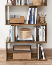 LEDREM Bookshelf, 5-Tier Bookcase, Room Divider, Cube Display Shelf, Freestanding Storage Shelf, For Living Room, Bedroom, Rustic Brown - thumbnail 5