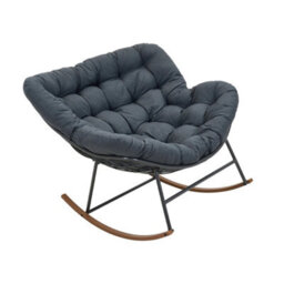 Grey Large Nest Rocking Chair Padded Cushion Accent Chair Indoor Lounge Chair - thumbnail 3