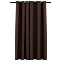 Berkfield Linen-Look Blackout Curtain With Grommets Taupe 290X245Cm - thumbnail 2