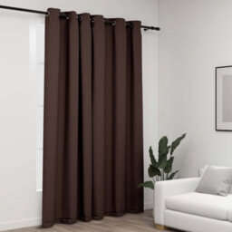Berkfield Linen-Look Blackout Curtain With Grommets Taupe 290X245Cm