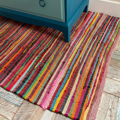 Second Nature Online Rainbow Rug Outdoor And Indoor Multicolour Flat Weave Style 60 Cm X 200 Cm - image 1