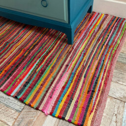 Second Nature Online Rainbow Rug Outdoor And Indoor Multicolour Flat Weave Style 60 Cm X 200 Cm