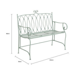 Charles Bentley Heritage Green Decorative Rustic Metal Garden Bench - thumbnail 8