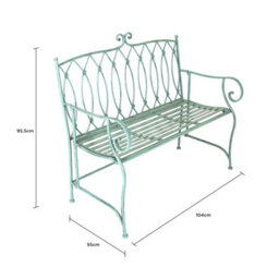 Charles Bentley Heritage Green Decorative Rustic Metal Garden Bench - thumbnail 5