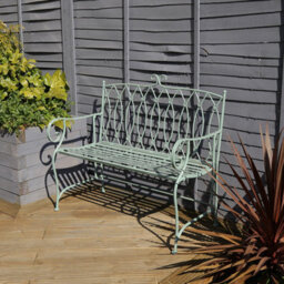 Charles Bentley Heritage Green Decorative Rustic Metal Garden Bench