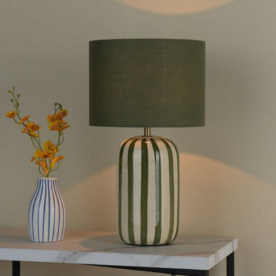 Pagazzi Lighting Pagazzi Zella Green Striped Table Lamp - image 1