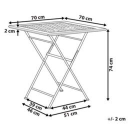 Beliani Bistro Table Black Iron Foldable Distressed 70Cm Square - Compact Outdoor Folding Table For Balconies And Patios - thumbnail 4