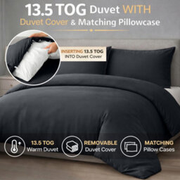 Ameha Duvet 13.5 Tog With Charcoal Duvet Cover & Matching Pillowcases, Breathable, Bedding Set, Double 200X200Cm - thumbnail 2