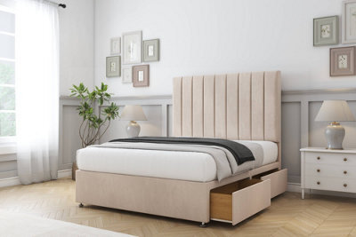 "Comfort Tokyo Sand Naples Divan Bed Base 2 Drawers Same Side - 54"" Floor Standing 2'6 Small Single" - image 1
