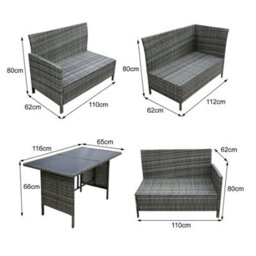Alia Rattan Garden Corner 6 Seater Outdoor Sofa Dining Set With Glass Table Grey, Garden Furniture Set - thumbnail 8
