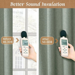 Ameha Sage Green Curtain Plain 100%blackout Winter Summer Energy Efficient Thermal Insulated Drapes Bedroom Living Room 90X90' Uk - thumbnail 7