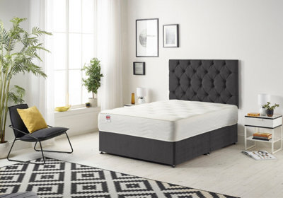 Somnior Beds Somnior Premier Black Plush 4Ft Memory Foam Divan Bed With Mattress & Headboard - Small Double - image 1