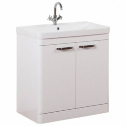 Clifton Bathroom 2-Door Floor Standing Vanity Unit With Basin 800mm Wide White 1 Tap Hole - White Gloss - Brassware Not Included - thumbnail 1