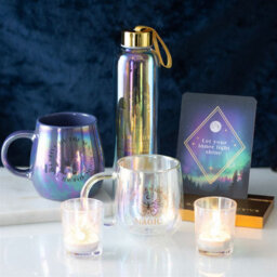 Iridescent Sun & Moon Votive Candle Holders - Gold Foil, Color-Shift Glow - thumbnail 5