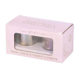 Iridescent Sun & Moon Votive Candle Holders - Gold Foil, Color-Shift Glow - thumbnail 4