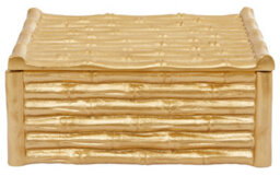 Orsina Hiba Large Gold Finish Bamboo Effect Trinket Box