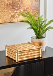 Orsina Hiba Large Gold Finish Bamboo Effect Trinket Box - thumbnail 5