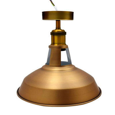 Industrial Vintage Deckenleuchte Gelb Messing, Semi Flush E27 Lampe Im Scheunen Stil - image 1