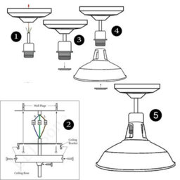 Industrial Vintage Deckenleuchte Gelb Messing, Semi Flush E27 Lampe Im Scheunen Stil - thumbnail 7