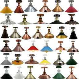 Industrial Vintage Deckenleuchte Gelb Messing, Semi Flush E27 Lampe Im Scheunen Stil - thumbnail 8