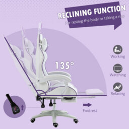 Vinsetto Racing Style Gaming Chair With Footrest Removable Rabbit Ears, Purple - thumbnail 6