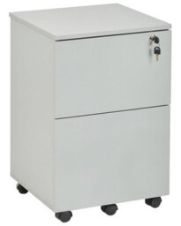 Wyld And Coco Light Grey 2-Drawer Office Storage Unit On Castors With Key Lock, W40 X D40 X H62Cm - thumbnail 3