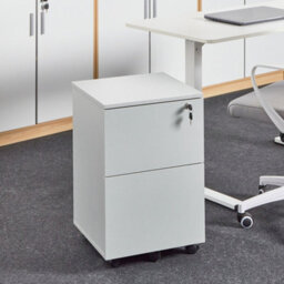 Wyld And Coco Light Grey 2-Drawer Office Storage Unit On Castors With Key Lock, W40 X D40 X H62Cm - thumbnail 2