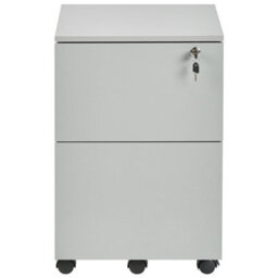 Wyld And Coco Light Grey 2-Drawer Office Storage Unit On Castors With Key Lock, W40 X D40 X H62Cm - thumbnail 1