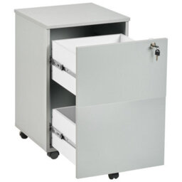 Wyld And Coco Light Grey 2-Drawer Office Storage Unit On Castors With Key Lock, W40 X D40 X H62Cm - thumbnail 5