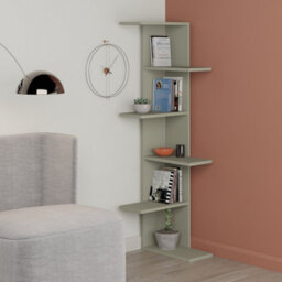 Decortie Saso Modern Corner Bookcase Shelving Unit Display Unit Ash Green Medium 141(H)Cm - thumbnail 1