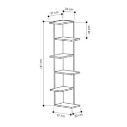 Decortie Saso Modern Corner Bookcase Shelving Unit Display Unit Ash Green Medium 141(H)Cm - thumbnail 3