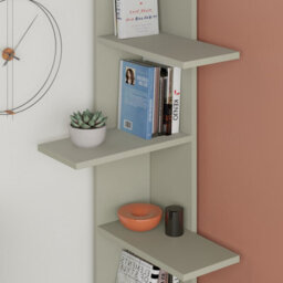 Decortie Saso Modern Corner Bookcase Shelving Unit Display Unit Ash Green Medium 141(H)Cm - thumbnail 5