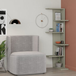 Decortie Saso Modern Corner Bookcase Shelving Unit Display Unit Ash Green Medium 141(H)Cm - thumbnail 4
