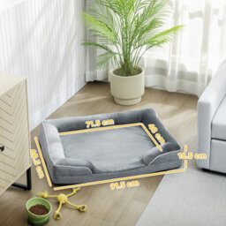 Pawhut Dog Sofa Bed, Washable Pet Bed With Non-Slip Bottom, Grey - thumbnail 3