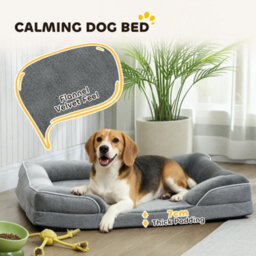 Pawhut Dog Sofa Bed, Washable Pet Bed With Non-Slip Bottom, Grey - thumbnail 4