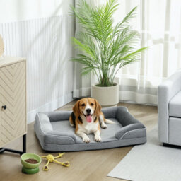 Pawhut Dog Sofa Bed, Washable Pet Bed With Non-Slip Bottom, Grey
