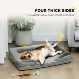 Pawhut Dog Sofa Bed, Washable Pet Bed With Non-Slip Bottom, Grey - thumbnail 5