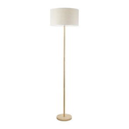 Valuelights Heather Light Wood Stem Floor Lamp With Natural White Trim Drum Shade And Led Bulb - thumbnail 2