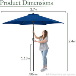 Christow 2.7M Crank And Tilt Parasol With Uv Protection - thumbnail 7