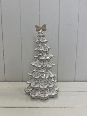 Four Candle Satchville Stone Glazed Ceramic Bendy Christmas Tree With Bow - image 1