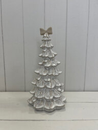 Four Candle Satchville Stone Glazed Ceramic Bendy Christmas Tree With Bow - thumbnail 1