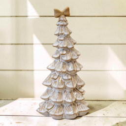Four Candle Satchville Stone Glazed Ceramic Bendy Christmas Tree With Bow - thumbnail 2
