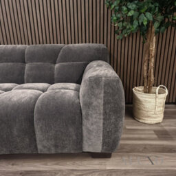 Aluxo Harlem 3 Seater Boucle Sofa Chocolate Velvet Deep Stitch 5 Year Warranty - thumbnail 4