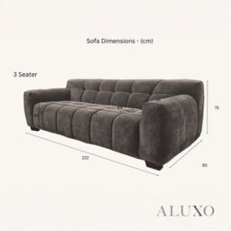 Aluxo Harlem 3 Seater Boucle Sofa Chocolate Velvet Deep Stitch 5 Year Warranty - thumbnail 6