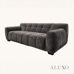 Aluxo Harlem 3 Seater Boucle Sofa Chocolate Velvet Deep Stitch 5 Year Warranty - thumbnail 7