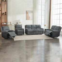 Manual Reclining Sofa Set, Corduroy Fabric Recliner Sectional Sofa Suite - 1+1+2+3 Set - thumbnail 4