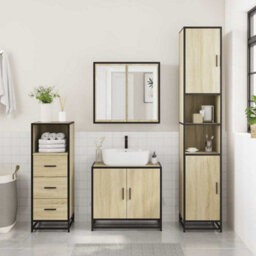 Berkfield Bathroom Cabinet Sonoma Oak 35X37.5X100 Cm Engineered Wood - thumbnail 3
