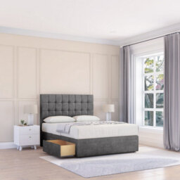"Sloomy 4Ft6 Alabama Plush Steel Memory Foam Bed Set With 4 Drawers, Mattress & 26"" Headboard - Double"