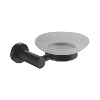 Showerdrape Modernity Black Steel Wall Mounted Frosted Glass Soap Dish - image 1